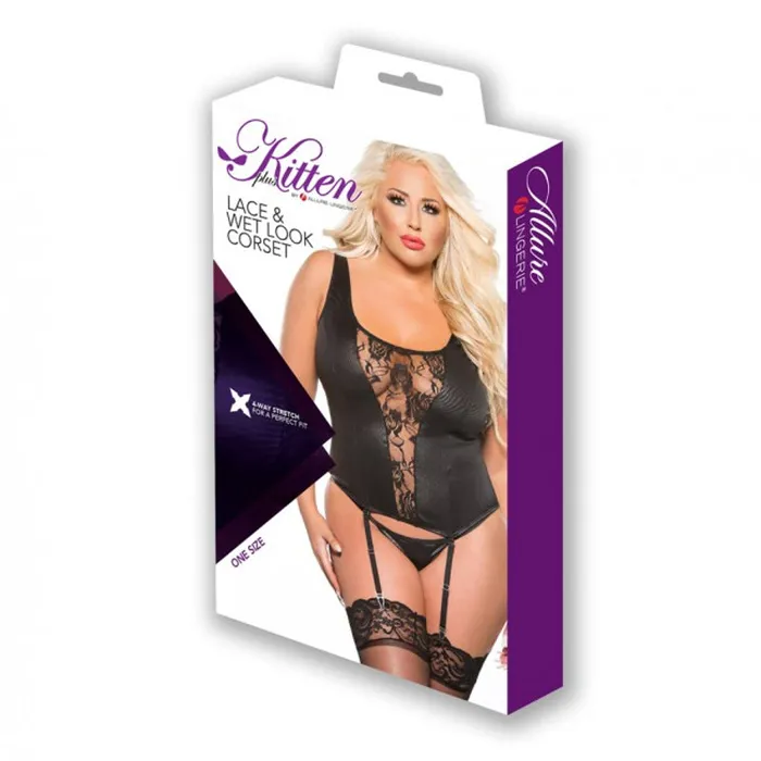 Anal Allure Lingerie Kitten Entice Corset Set Plus