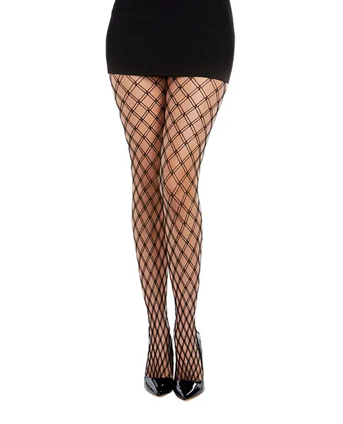 Anal Black Diamond Double Knitted Fence Net Pantyhose Black OS