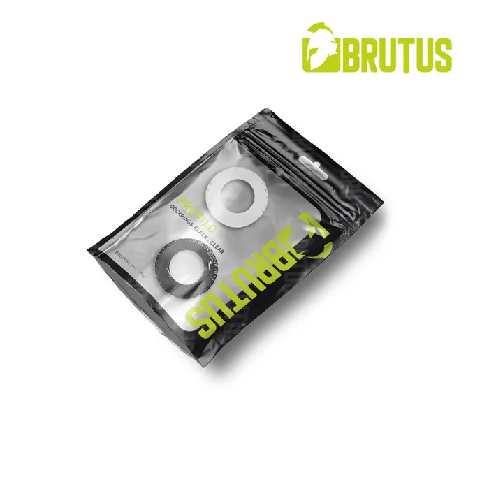 Brutus Anal | Brutus - Profilo - Rekbare Cockringen Set - Transparant/Zwart