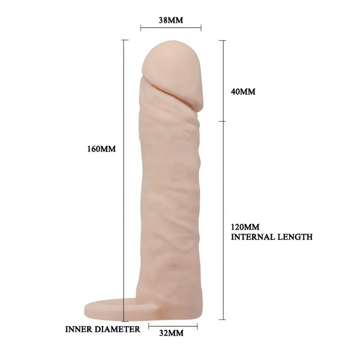 Guaina Realistica Rosa Carne Lunga 16 cm con 4 cm di Estensione | Pretty Love Vibrators