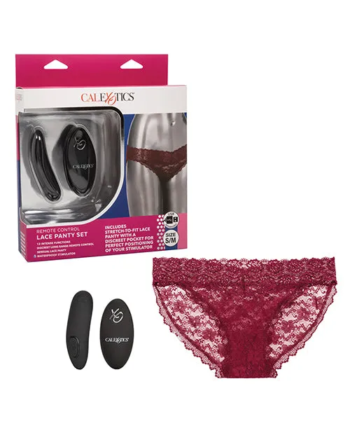 Remote Control Lace Panty Set Burgundy Remote Controlled Vibes Female Sex Toys