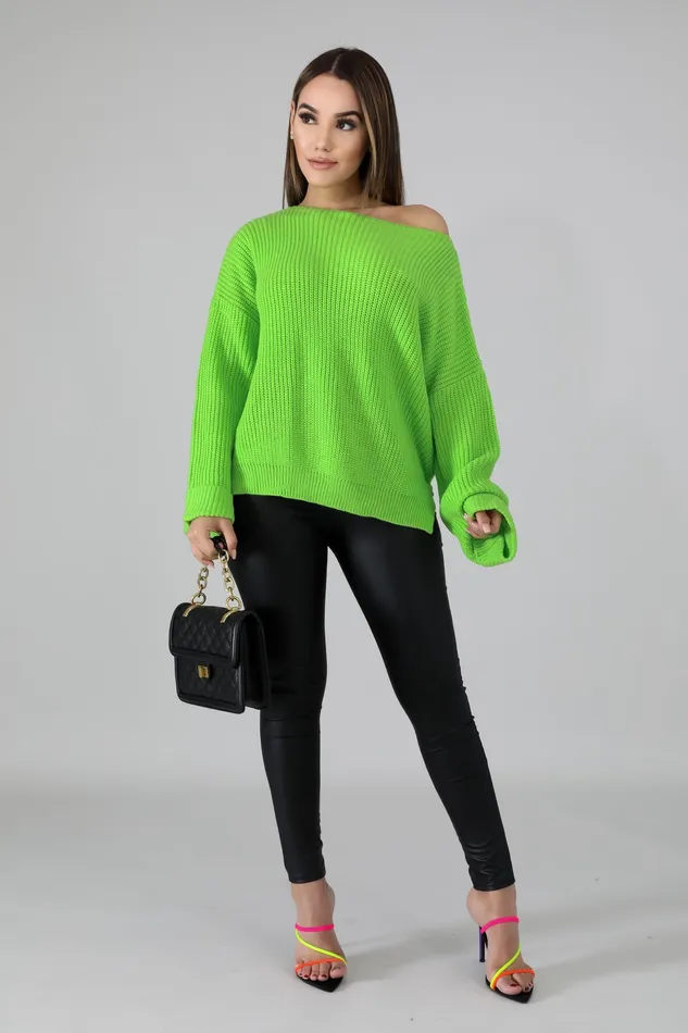 Vibrators Intimate Play Green Knit Braid Sweater