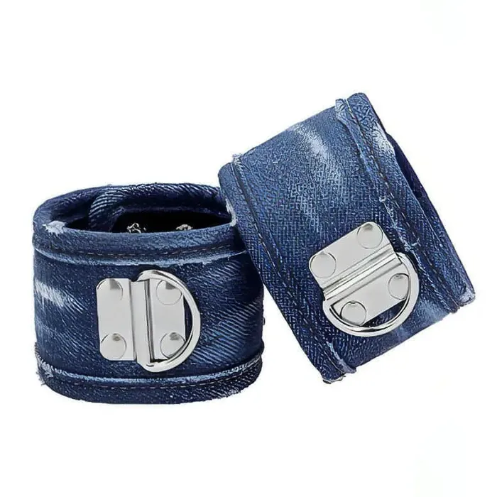 Vibrators | Ouch! Denim Handcuffs - Roughend Denim Style - Blue