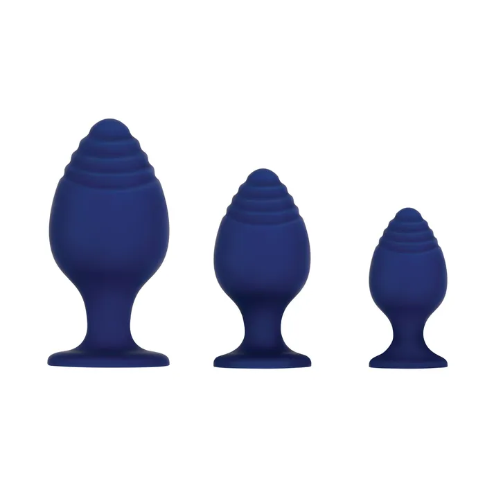 Anal | Evolved Novelties Evolved Get Your Groove On 3 Pc Silicone Anal Plug Set - Blue