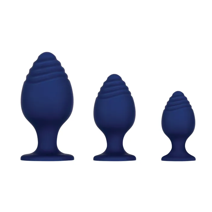 Anal | Evolved Novelties Evolved Get Your Groove On 3 Pc Silicone Anal Plug Set - Blue