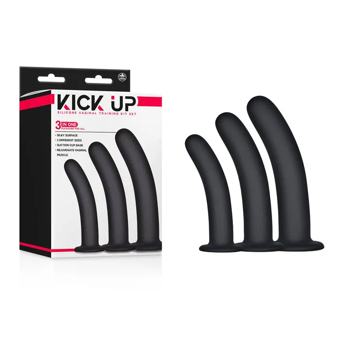 Anal Excellent Power Kick Up Silicone Vaginal Training Kit Black Vaginal Dilators Set of 3 Sizes