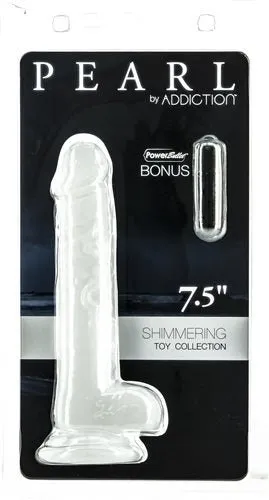 BMS Addiction Pearl 75 Dong Pearl White Tpe W Bullet Dildos