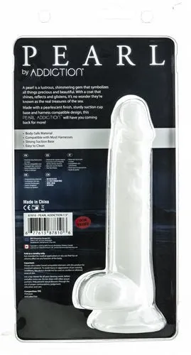 BMS Addiction Pearl 7.5 Dong Pearl White Tpe W/ Bullet | Dildos