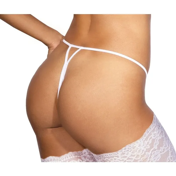 Couples Lace Open Front GString White Axami Lingerie