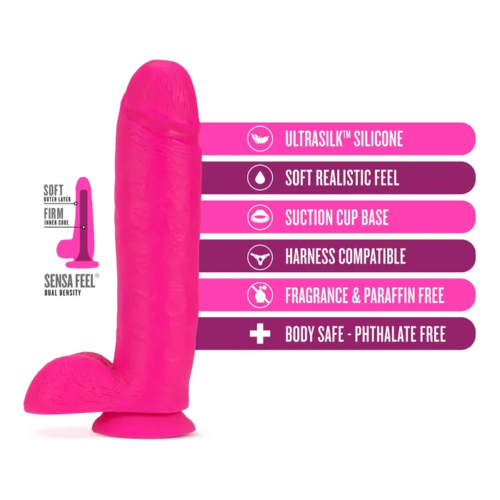 Dildos | Blush Novelties Neo Elite 10in Dual Density Cock W/ Balls Neon