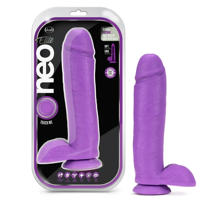 Dildos | Blush Novelties Neo Elite 10in Dual Density Cock W/ Balls Neon