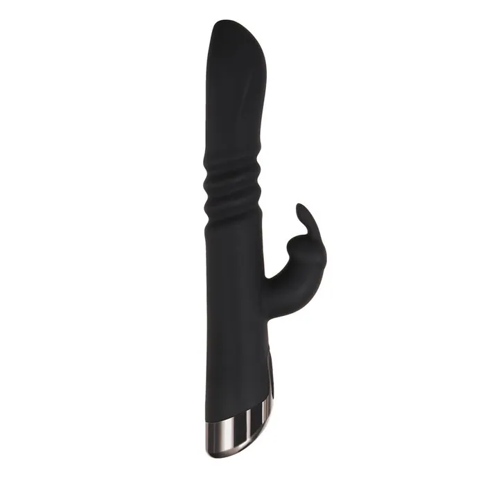 Evolved Vibrators | Evolved Rapid Rabbit - Black 25.4 cm USB Rechargeable Thrusting Rabbit Vibrator - EN-RS-8409-2