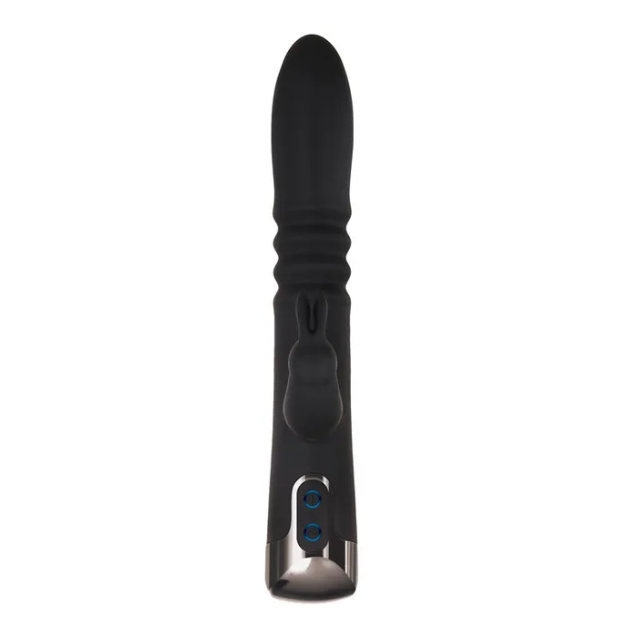 Evolved Vibrators | Evolved Rapid Rabbit - Black 25.4 cm USB Rechargeable Thrusting Rabbit Vibrator - EN-RS-8409-2