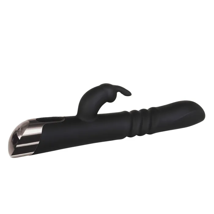 Evolved Vibrators | Evolved Rapid Rabbit - Black 25.4 cm USB Rechargeable Thrusting Rabbit Vibrator - EN-RS-8409-2