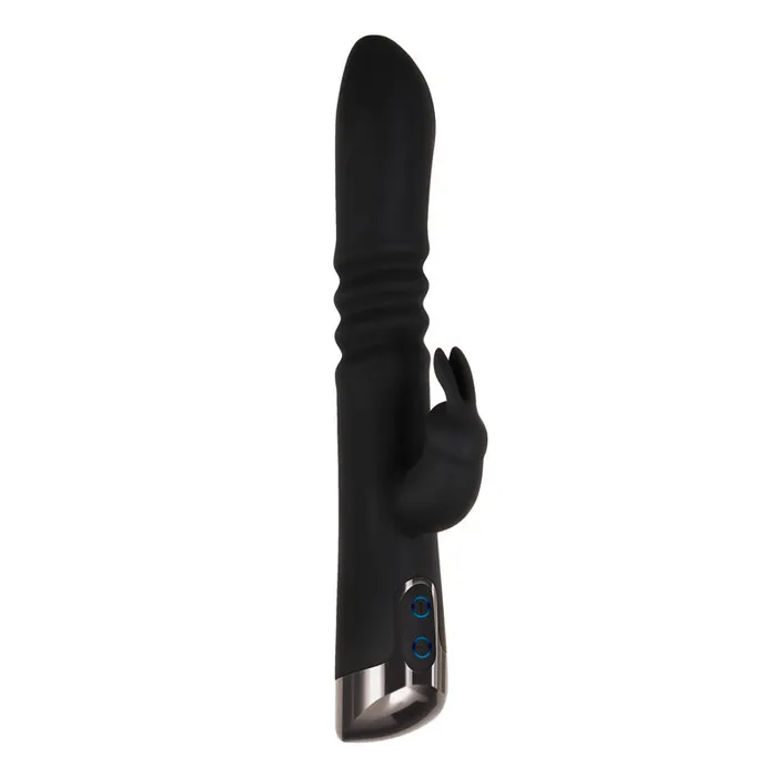 Evolved Vibrators | Evolved Rapid Rabbit - Black 25.4 cm USB Rechargeable Thrusting Rabbit Vibrator - EN-RS-8409-2