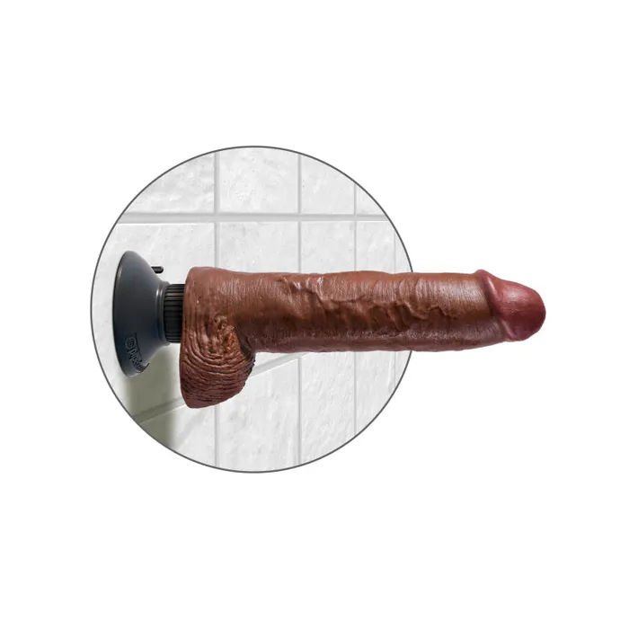 King Cock 10-Inch Vibrating Cock With Balls -  Brown | Pipedream Dildos