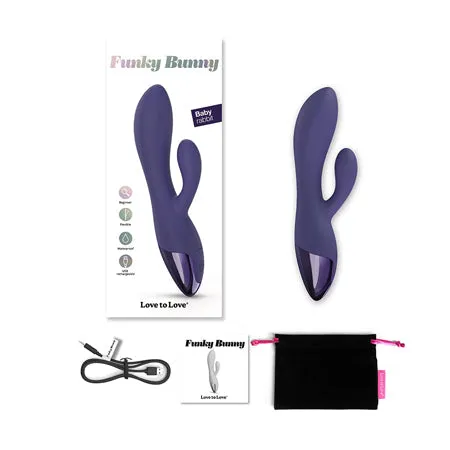 Lovely Planet USA Love to Love Funky Bunny Rechargeable Baby Rabbit Silicone Dual Stimulation Vibrator Midnight Indigo Vibrators