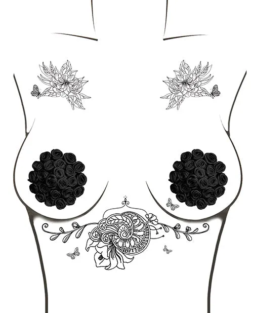 Neva Nude Anal | Neva Nude Burlesque Nightfall Roses Reusable Silicone Pasties - Black O/s
