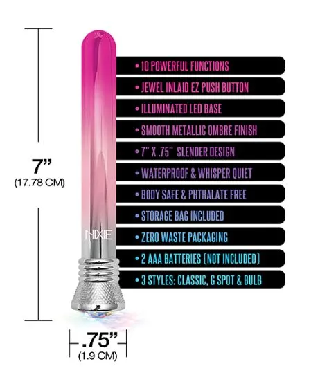 Nixie Jewel Ombre Classic Vibrator Pink Ombre Glow | Global Novelties Vibrators