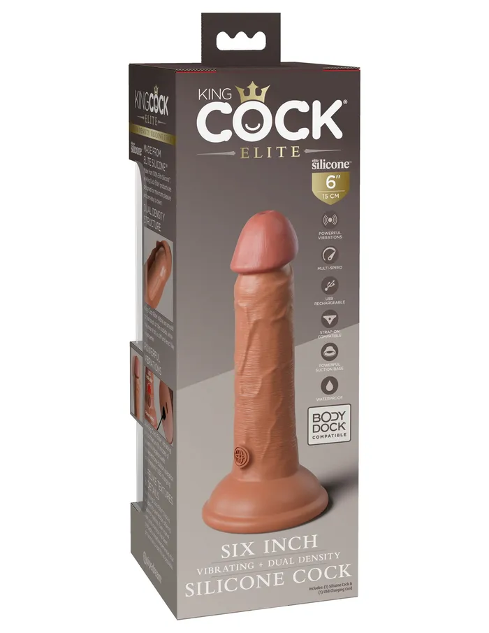 Pipedream King Cock Elite 6 Inch Vibrating Silicone Dual Silicone Dual Density Cock | Dildos