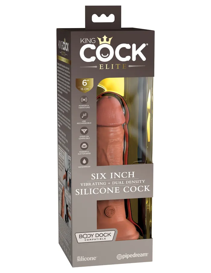 Pipedream King Cock Elite 6 Inch Vibrating Silicone Dual Silicone Dual Density Cock | Dildos