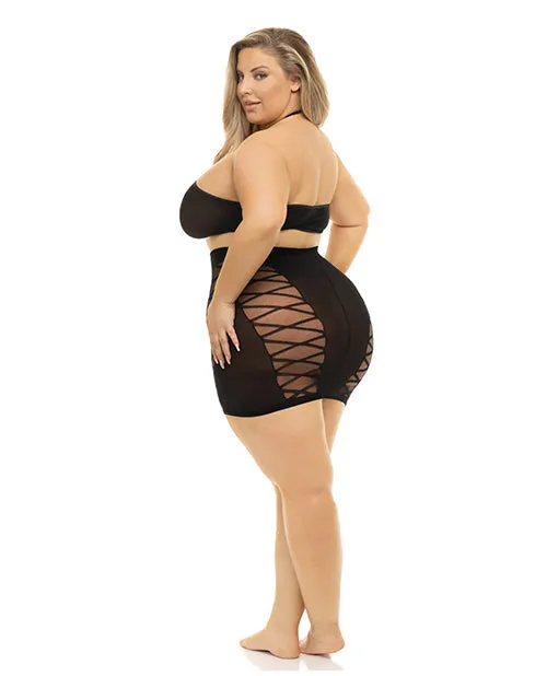 Rene Rofe Pink Lipstick Hold On Tight Halter Bra & Skirt Black | René Rofé Anal