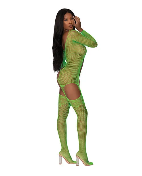 Seamless Fishnet Gartered Catsuit O/s | Magic Moments Int'l Vibrators