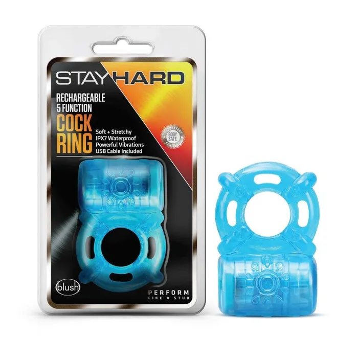 Stay Hard Rechargeable 5 Function Cock Ringbl31902 Blush Novelties Male Sex Toys