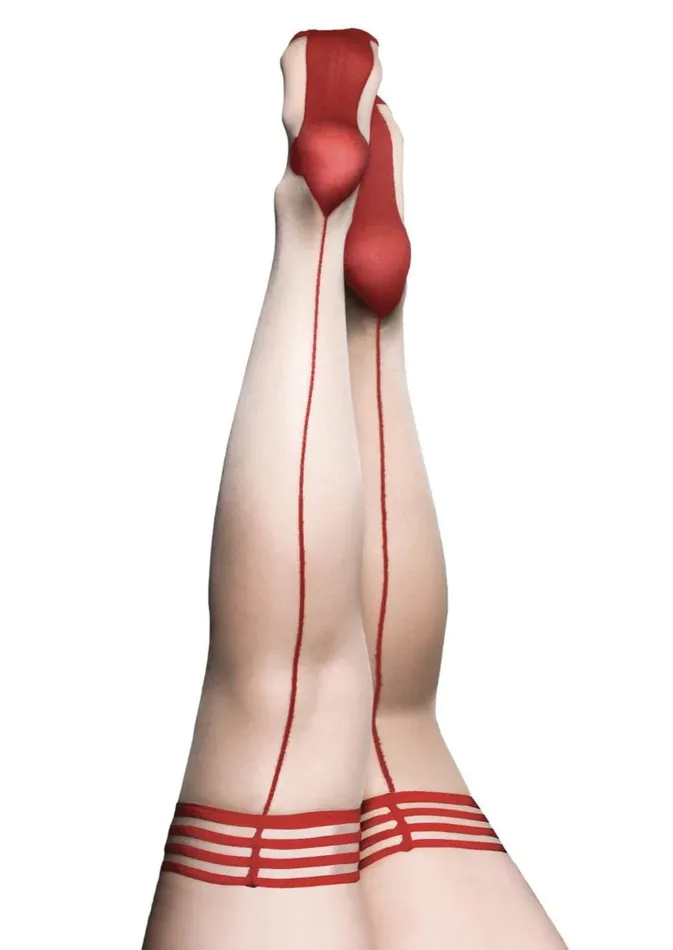 Whitney Red Back Seam Thigh High Size C Nude Sale Specials Vibrators