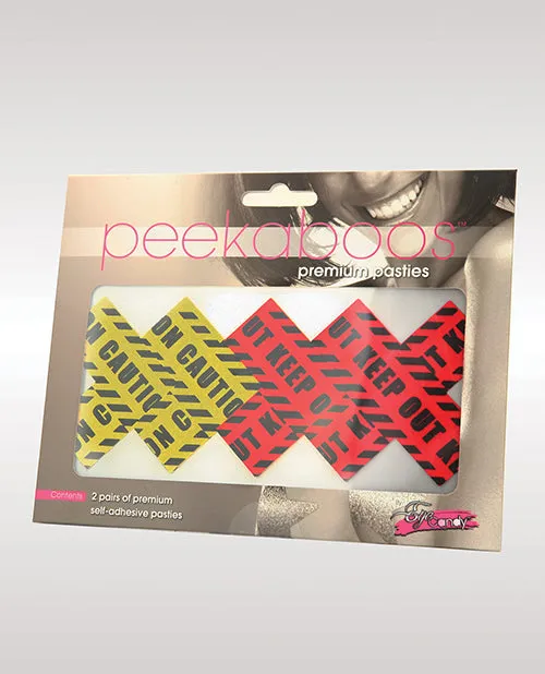 Xgen Vibrators Peekaboos Caution X Pasties 2 Pairs 1 Red1 Yellow