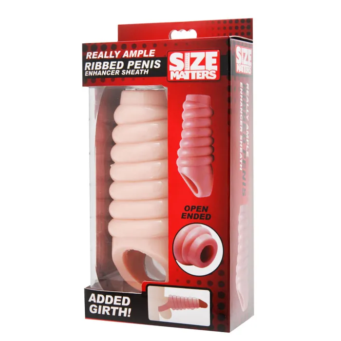 XR Brands Size Matters Really Ample Ribbed Penis Enhancer Sheath | Male Sex Toys