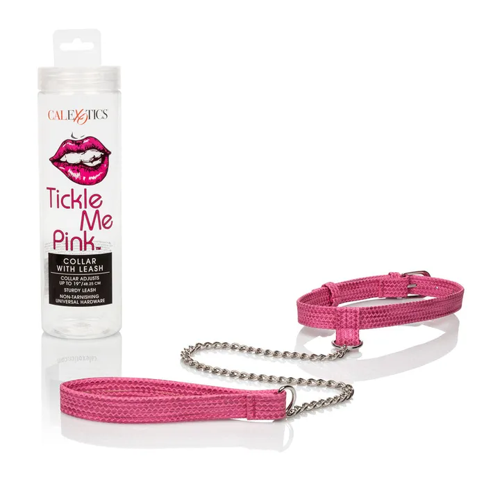 California Exotic Vibrators Tickle Me Pink Collar With Leash