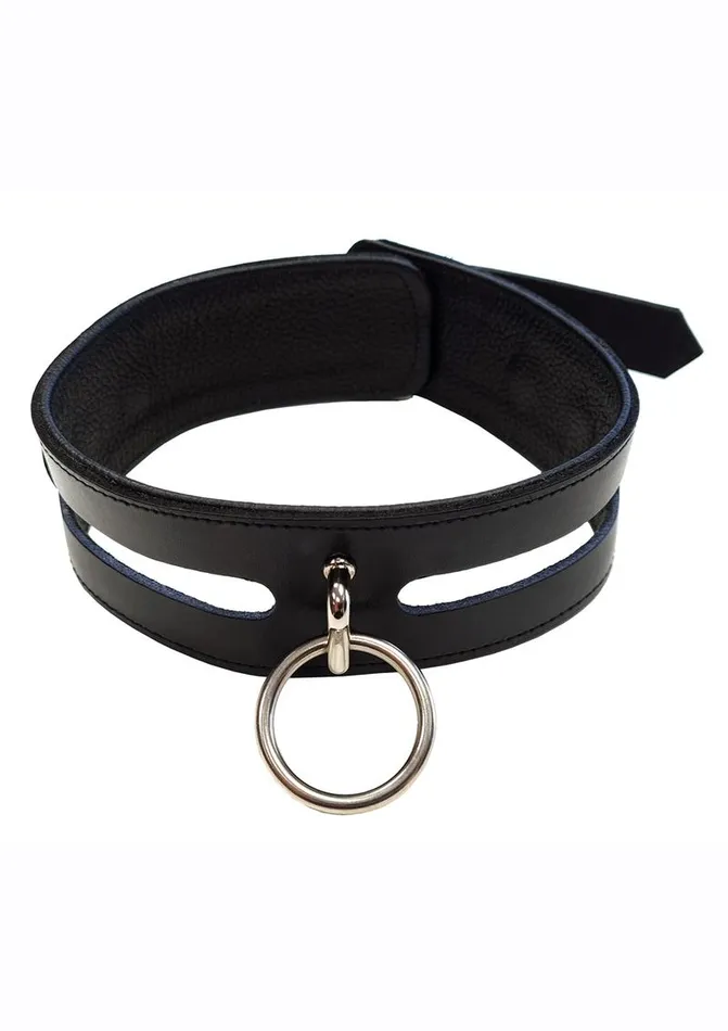 Couples Rouge Leather Fashion Bondage Collar with ORing Rouge