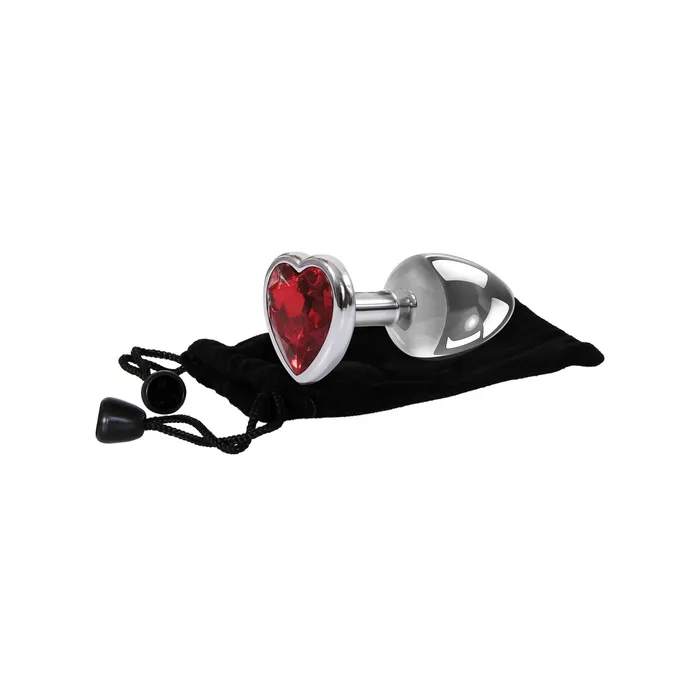 Curve Toys Male Sex Toys Adam Eve Red Heart Gem Anal Plug Large RedChrome