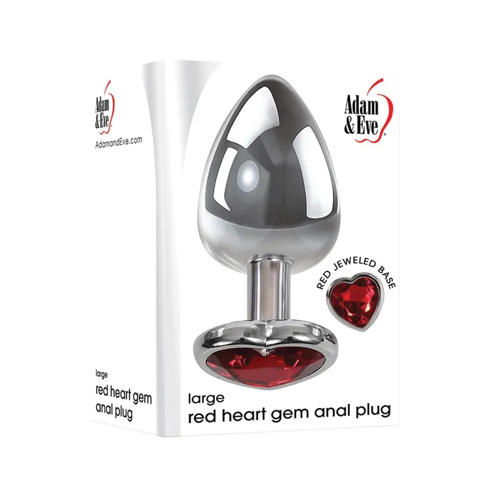 Curve Toys Male Sex Toys Adam Eve Red Heart Gem Anal Plug Large RedChrome