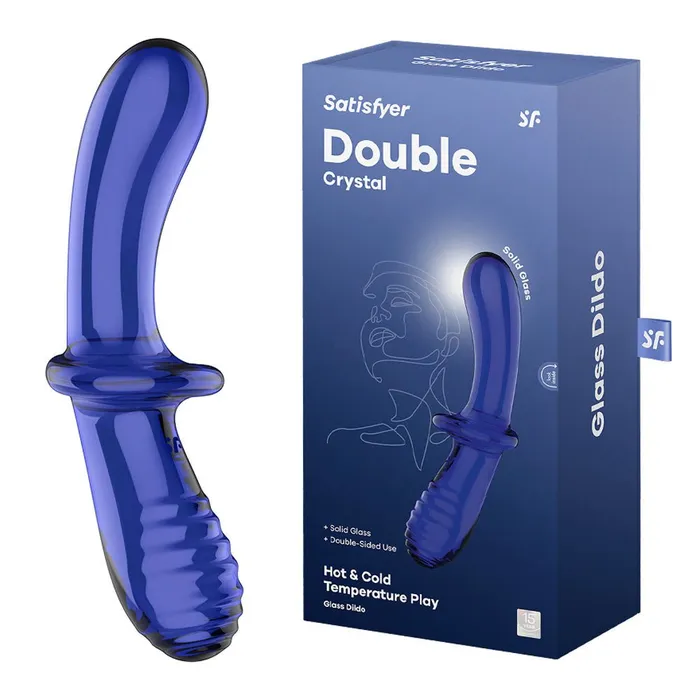 Dildos Satisfyer Double Crystal Blue Glass Double Ended Dildo Satisfyer