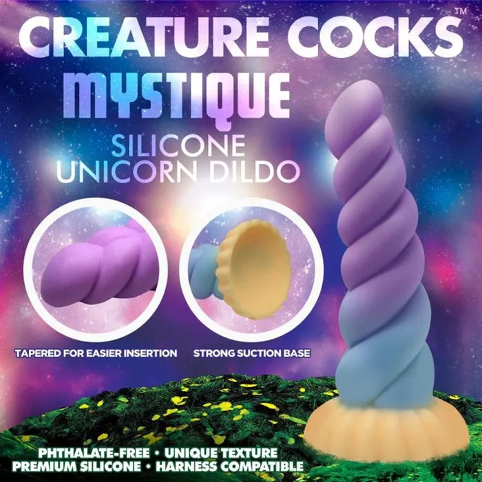 Dildos XR Brands Creature Cocks Mystique Silicone Unicorn Dildo Coloured 21 cm Fantasy Dildo