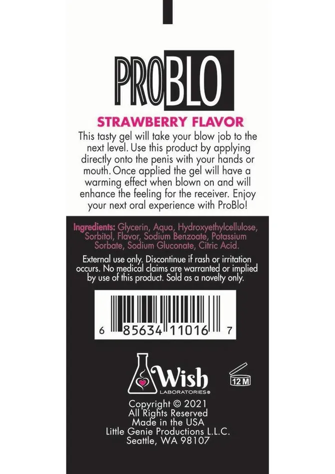 Enhancers Problo Problo Oral Pleasure Flavored Gel 15oz Strawberry