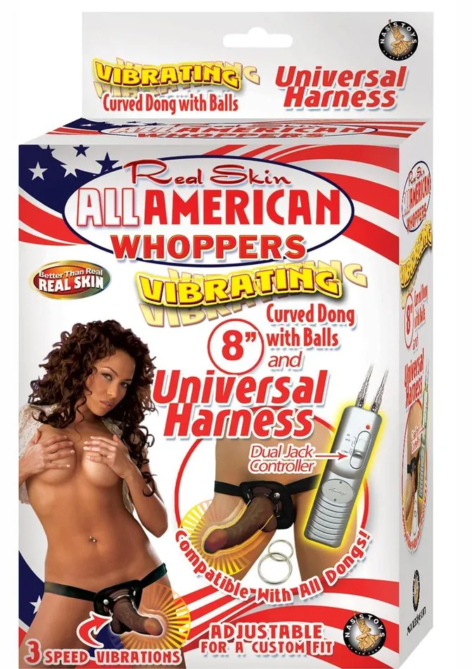 Female Sex Toys Real Skin Whoppers Vibrating Dildo with Harness Whoppers