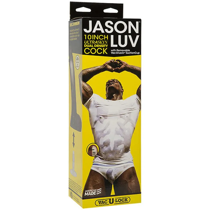 Jason Luv 10 Inch Ultraskyn Cock With Removable VacULock Suction Cup Chocolate Doc Johnson Dildos