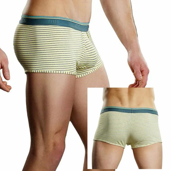 Male Power Heather Stripe Lo Rise Enhancer Short Yellow Medium Male Power Male Sex Toys