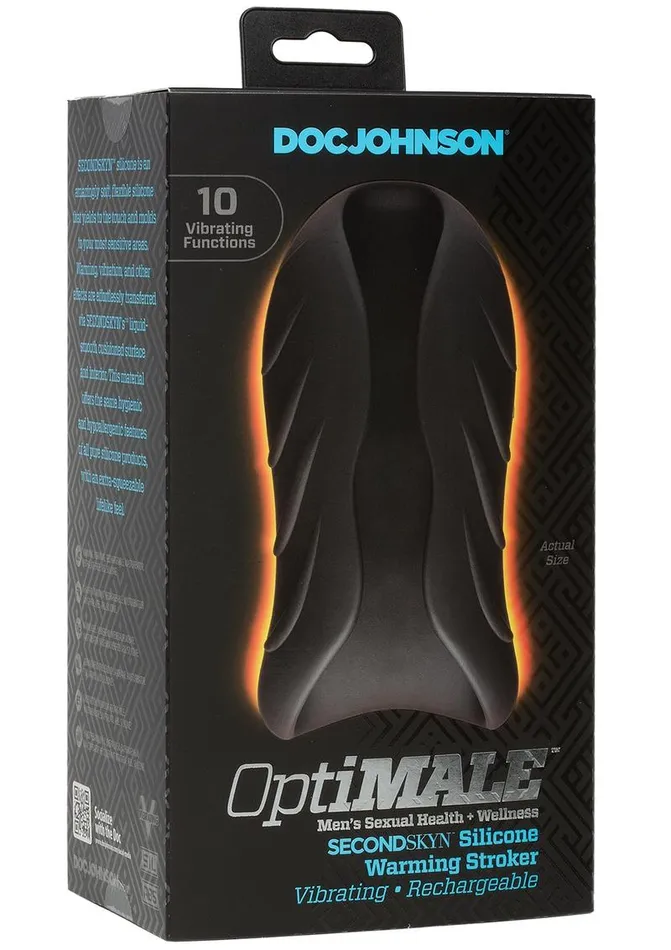 OptiMALE Male Sex Toys Optimale Secondskyn Silicone Warming Stroker Vibrating USB Rechargeable Masturbator