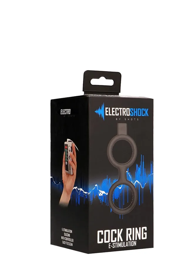 Shots ElectroShock EStimulation Cock Ring with Ballstrap Black Male Sex Toys