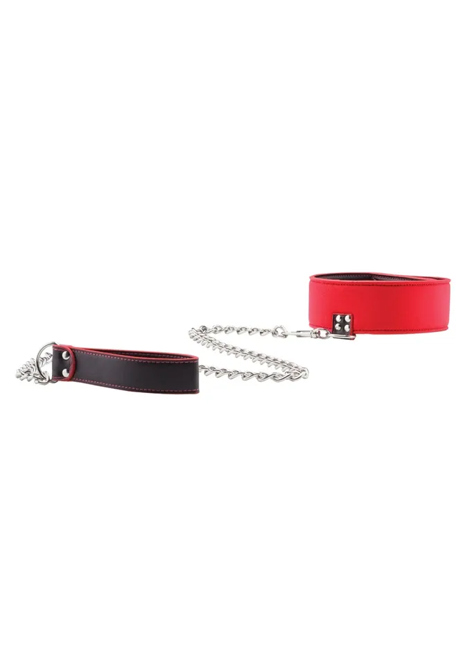 Shots Ouch Vibrators Reversible Collar with Leash Red