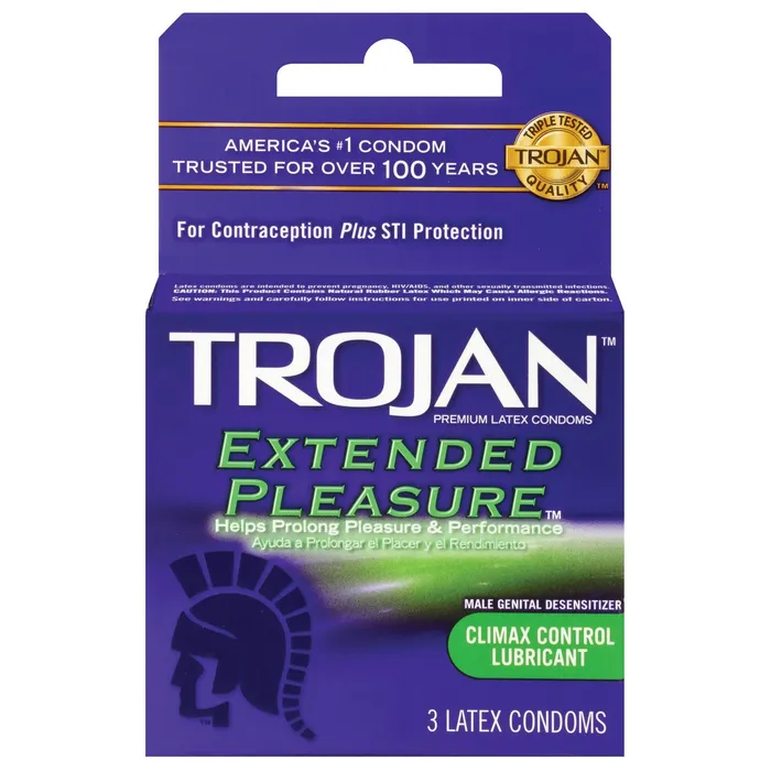 Trojan Condoms Vibrators Trojan Extended Pleasure Condom Box of 3