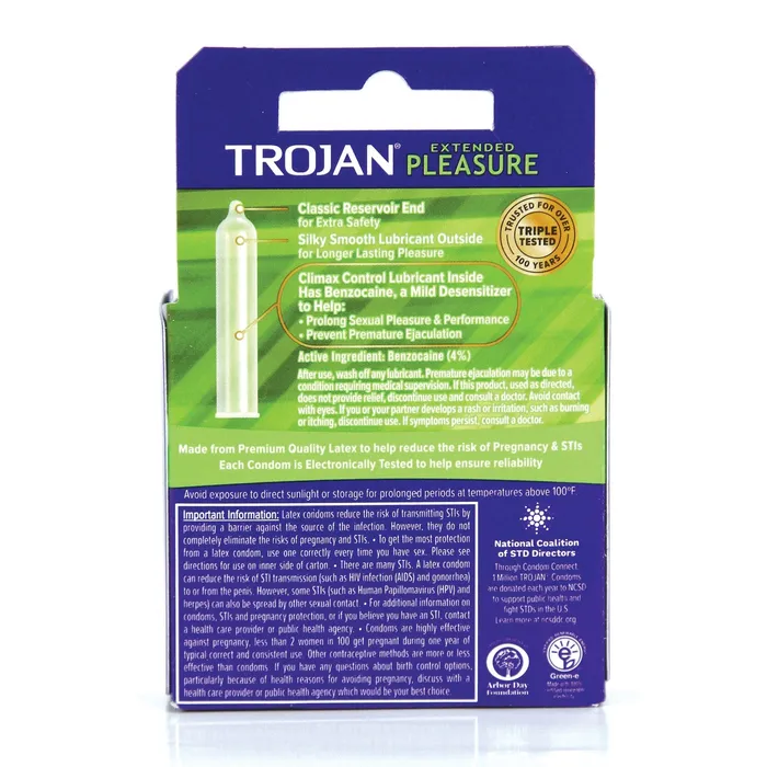 Trojan Condoms Vibrators Trojan Extended Pleasure Condom Box of 3