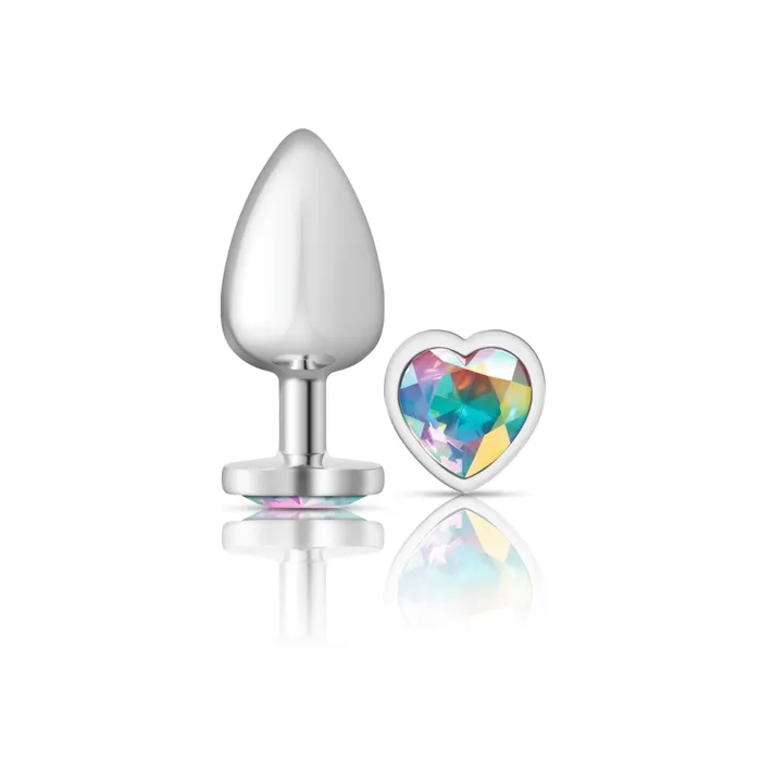 Anal Viben Cheeky CharmsSilver Metal Butt Plug HeartClearLarge