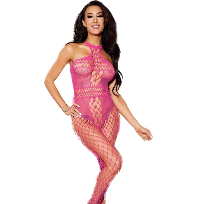 Big Hole Fishnet Bodystocking Berry SHR Bodystockings Playsuits