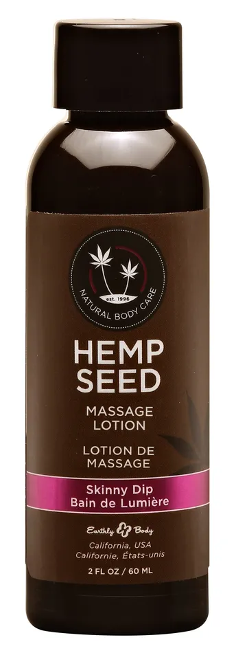 Couples Earthly Body Hemp Seed Massage Lotion Skinny Dip 2 Fl Oz 60 ml