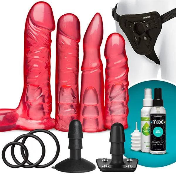 Doc Johnson VacULock Crystal Jellies StrapOn Set Pink Female Sex Toys